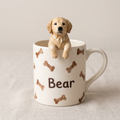 Bear pet figurine mug - Cream, 1 pet on rim