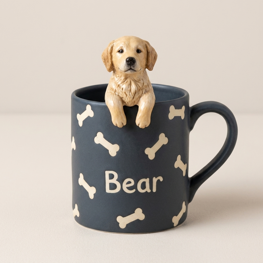Charcoal pet figurine mug