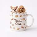 Custom pet mug with chihuahua and poodle figurines — Taco & Olive